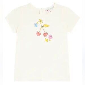 BONPOINT Kids Cream T-Shirt with Cherry Design